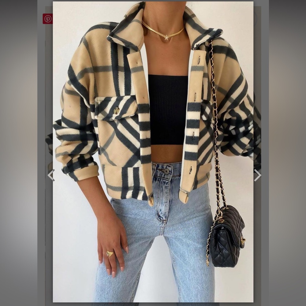 REYON Plaid Wool Jacket with Pockets